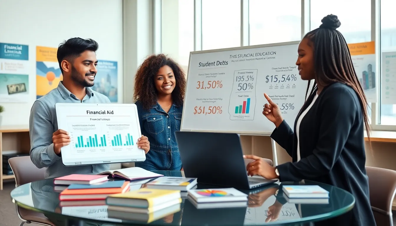 students discussing financial accessibility in a modern classroom.